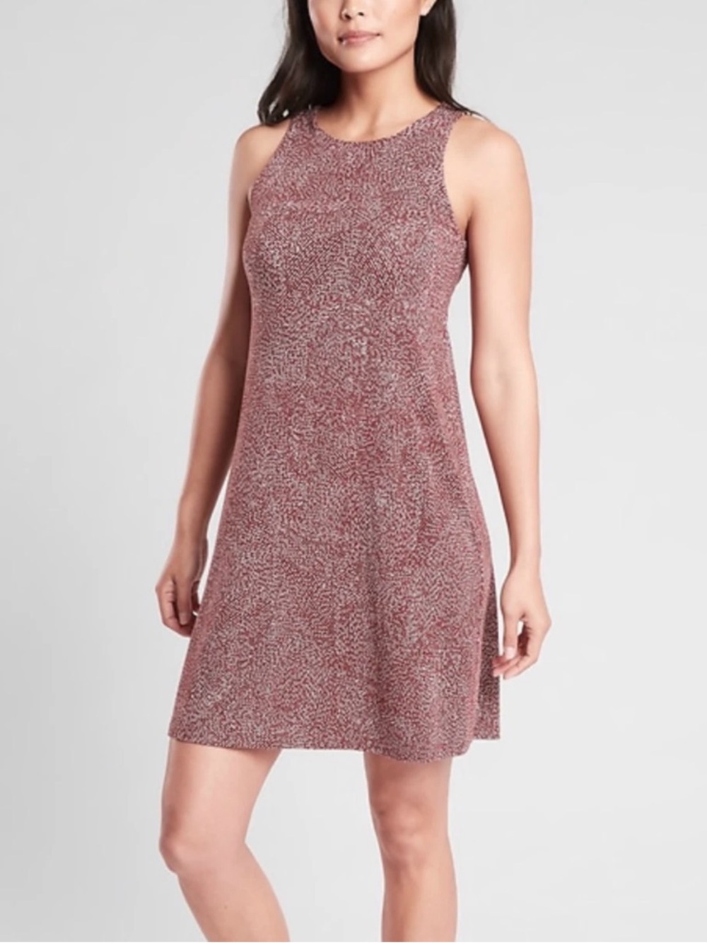 Athleta Santorini Dress XS Sleeveless Swing Modal Stretch Red Print